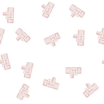 Electronic terminal for payment glyph vector seamless pattern 스톡 일러스트