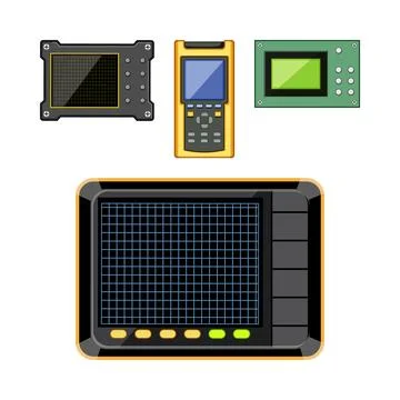 Electronic test equipment measuring devices and display screens Stock Illustration