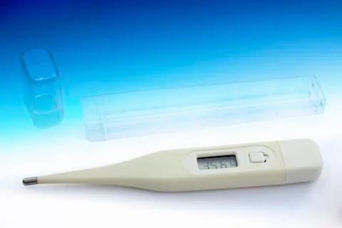 Electronic thermometer with case Stock Photos