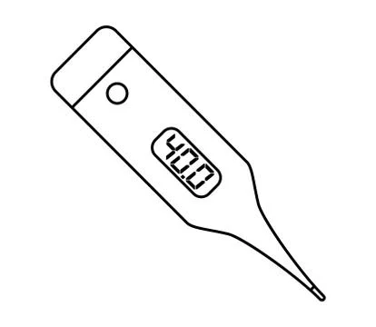 Electronic thermometer outline design isolated on white background Stock Illustration