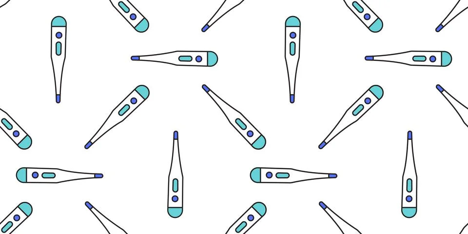 Electronic Thermometer Pattern. Seamless print scattered Temperature measuring Stock Illustration