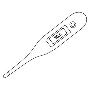 Electronic thermometer. Sketch. Stock Illustration