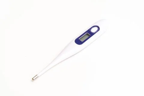 Electronic thermometer on white background.device for measuring body temperature Stock Photos