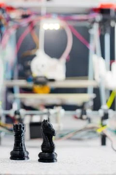 Electronic three dimensional plastic printer during work in school laboratory Stock Photos