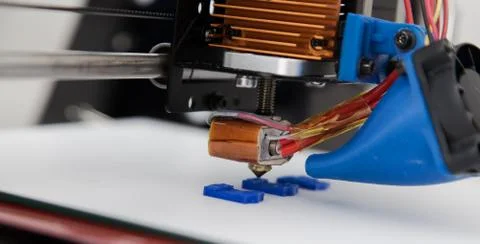 Electronic three dimensional plastic printer during work , 3D , printing. Stock Photos