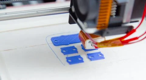 Electronic three dimensional plastic printer during work , 3D , printing. Foto stock