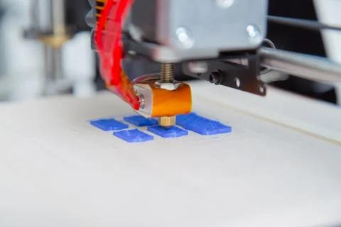 Electronic three dimensional plastic printer during work , 3D , printing. Stock Photos