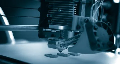 Electronic three dimensional plastic printer during work , 3D , printing. Stock Photos