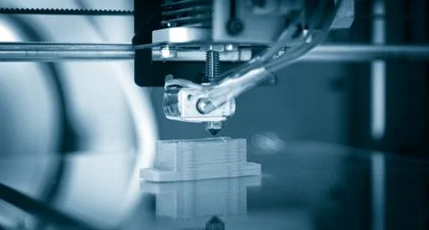 Electronic three dimensional plastic printer during work , 3D , printing. Stock Photos