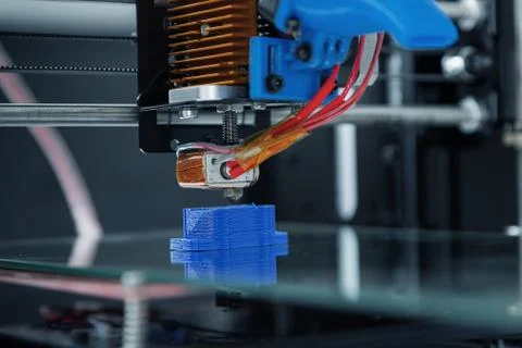 Electronic three dimensional plastic printer during work , 3D , printing. Stock Photos
