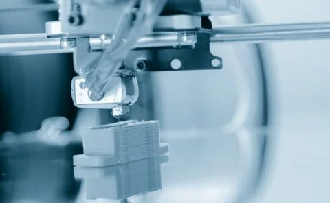 Electronic three dimensional plastic printer during work , 3D printer, 3D pri Stock Photos