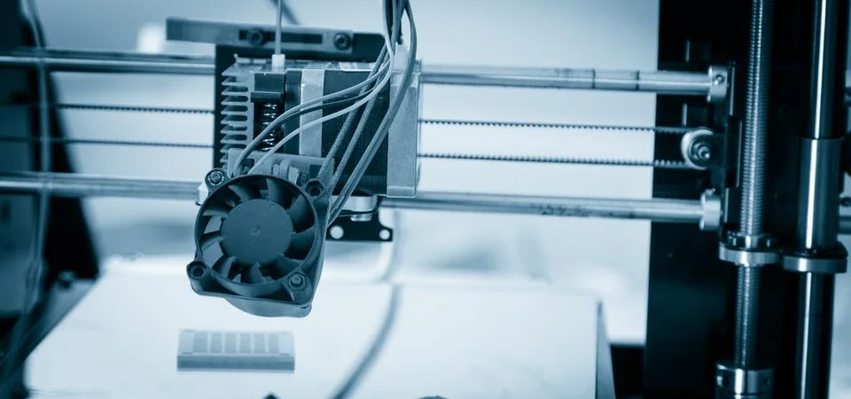 Electronic three dimensional plastic printer during work , 3D printer, 3D pri Stock Photos