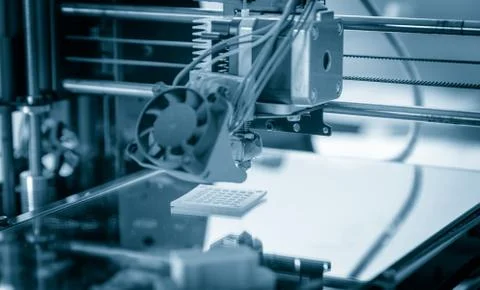 Electronic three dimensional plastic printer during work , 3D printer, 3D pri Foto stock