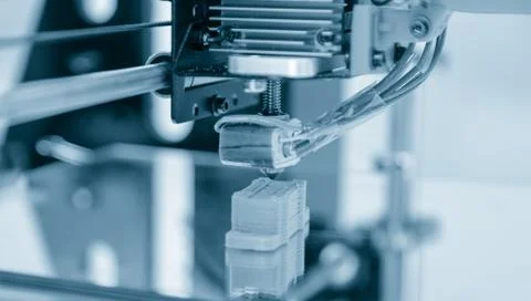 Electronic three dimensional plastic printer during work , 3D printer, 3D pri Stock Photos