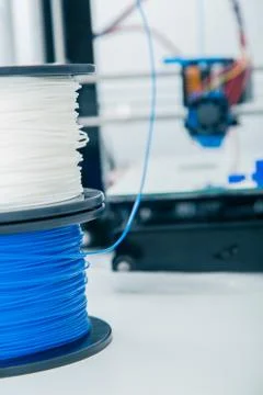 Electronic three dimensional plastic printer during work , 3D printing Stock Photos