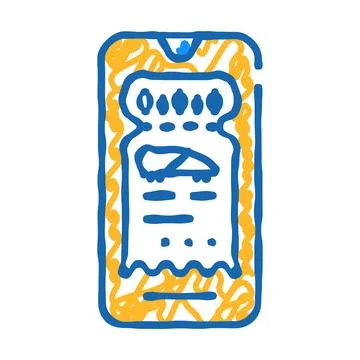 Electronic ticket e-ticket icon doodle illustration Illustrazione stock
