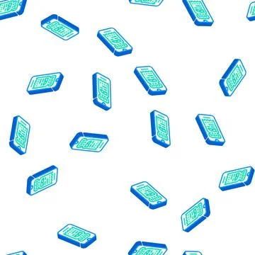 Electronic ticket e-ticket isometric icon seamless pattern 스톡 일러스트