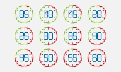 Electronic time counter, countdown timer or clock. Flat design. Stock Illustration