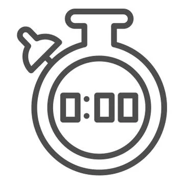 Electronic timer line icon. Stopwatch, time measuring device symbol, outline Stock Illustration