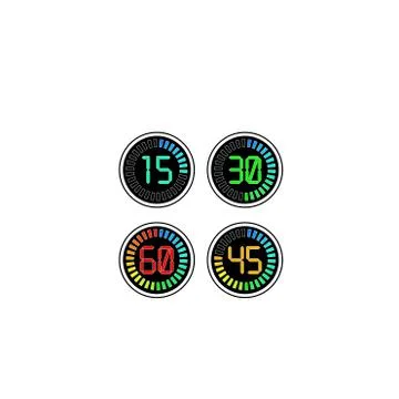 Electronic timer with a scale of thirty divisions with four values Stock Illustration