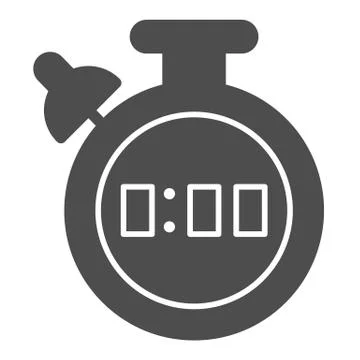 Electronic timer solid icon. Stopwatch, time measuring device symbol, glyph Stock Illustration