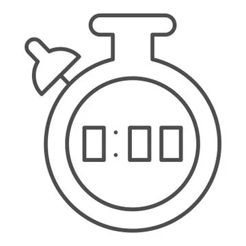 Electronic timer thin line icon. Stopwatch, time measuring device symbol Stock Illustration