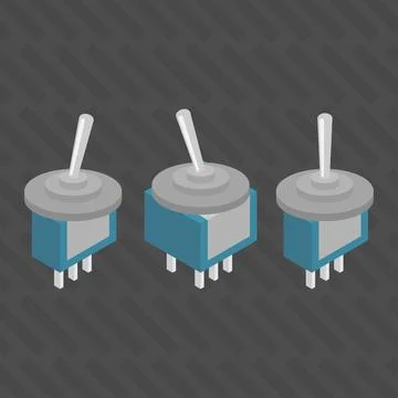 Electronic toggle Switches Isometric vector illustration Stock Illustration