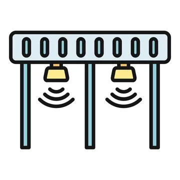 Electronic toll gate system detecting vehicles on highway Stock Illustration