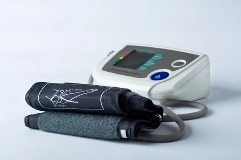 Electronic tonometer on a white background close up Foto stock