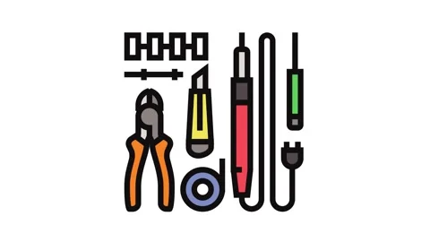 Electronic tools electronics color icon animation Stock Footage 326106259