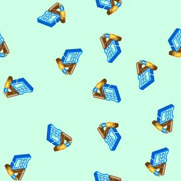 Electronic tools electronics isometric icon seamless pattern Stock Illustration