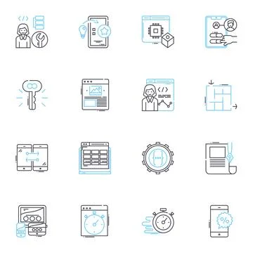 Electronic trading linear icons set. Algorithmic, Market, Trade, Exchange, High Stock Illustration