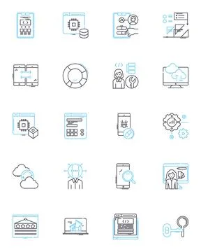 Electronic trading linear icons set. Algorithmic, Market, Trade, Exchange, High Stock Illustration