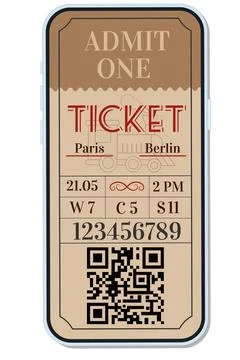 Electronic train ticket on your phone. Illustrazione stock