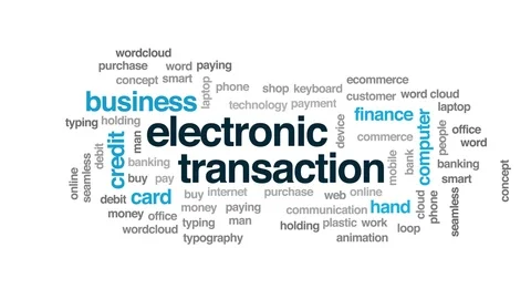 Electronic transaction animated word cloud. Kinetic typography. Stock Footage 106515023