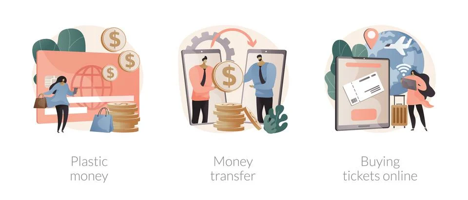 Electronic transactions abstract concept vector illustrations. Illustrazione stock