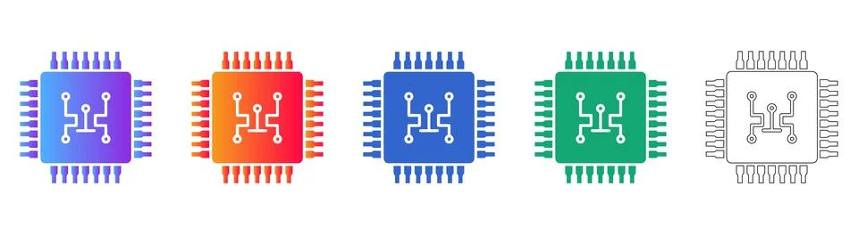 Electronic Transistor Circuit Component Icons Stock Illustration