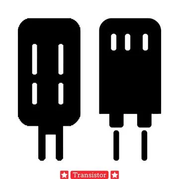Electronic Transistor Icons  Vector Silhouette Pack for Circuitry Illustrat.. Stock Illustration