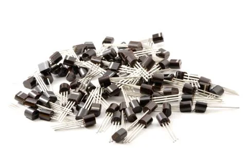 Electronic transistors on a light background Stock Photos