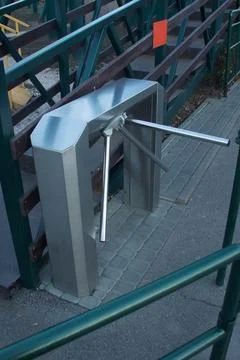 Electronic turnstile. Access system to the building. Pass through the passes. Stock Photos