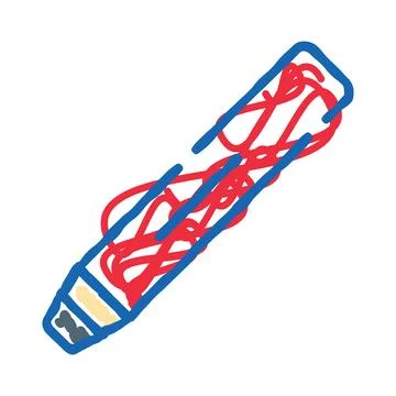 Electronic vape pen device with tangled red wires Stock Illustration