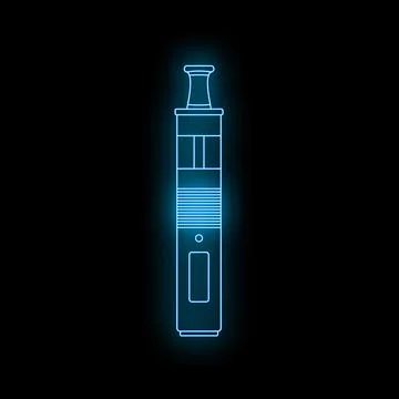 Electronic vaporizer device with glowing blue neon outline Stock Illustration