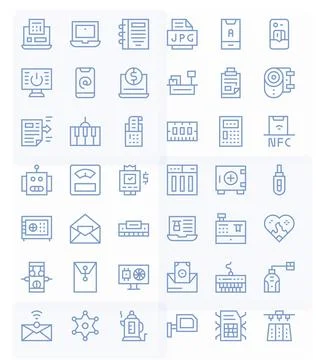 Electronic Vector Icon Collection featuring 42 Pixel Aligned High Resolutio.. Illustrazione stock