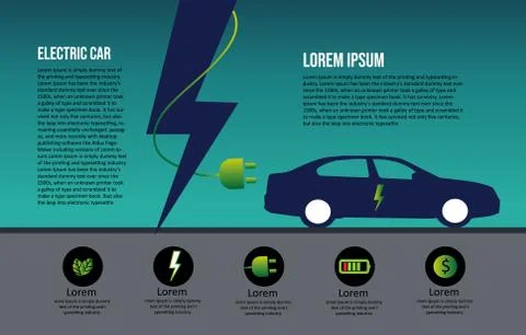 Electronic vehicle info graphics, Eco Friendly Hybrid Electric Car Stock Illustration