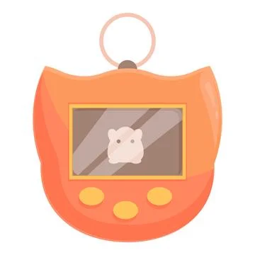 Electronic virtual pet toy with a digital pixelated hamster on the screen Stock Illustration
