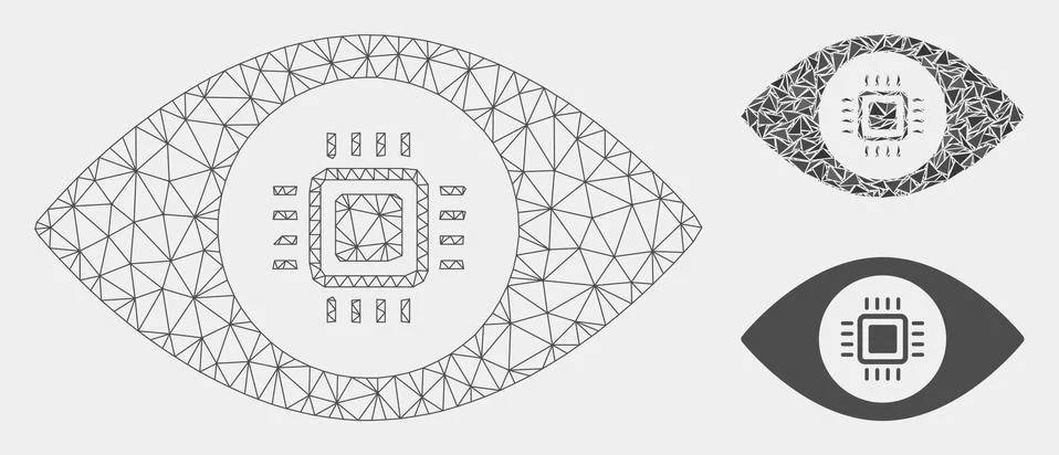 Electronic Vision Lens Vector Mesh 2D Model and Triangle Mosaic Icon 库存插图