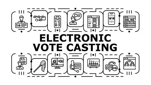 Electronic vote casting banner icon vector illustration 스톡 일러스트