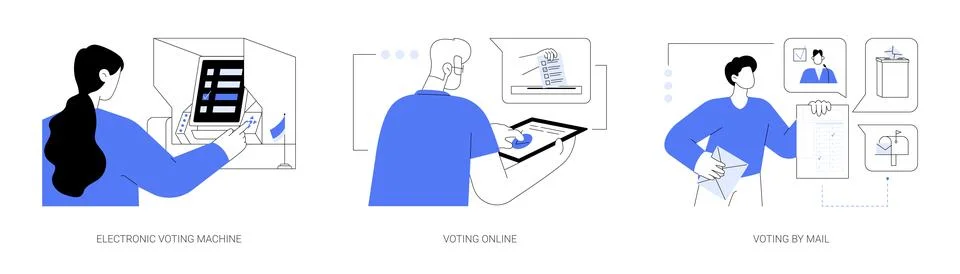 Electronic voting abstract concept vector illustrations. Illustrazione stock