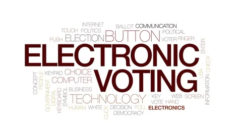 Electronic voting animated word cloud, text design animation. Kinetic Stock Footage 78497080