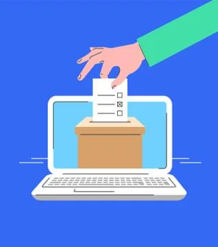 Electronic voting by computer online flat concept イラスト素材